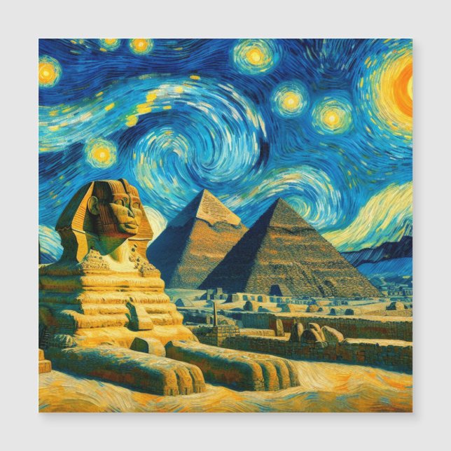 Starry Night Pyramids Sphinx Ägypten Magnetkarte (Vorderseite)