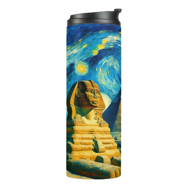 Starry Night Pyramids Sphinx Ägypten Thermosbecher (Nach links gedreht)