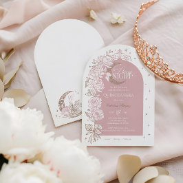 Starry Night Quinceanera Floral Celestial Moon Einladung