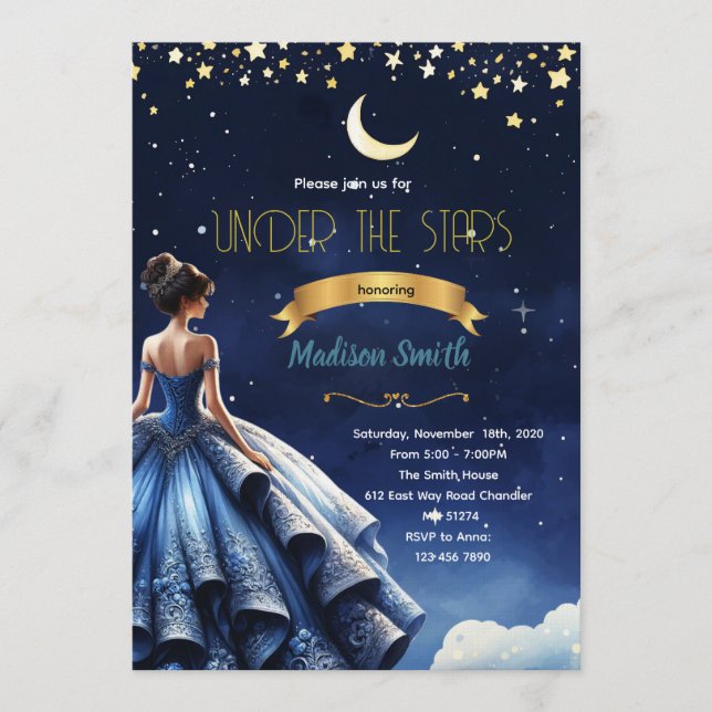 Starry Night Quinceanera party Invitation (Devant)