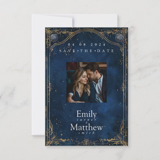 Starry Night Romance Wedding Save The Date (Vorderseite)
