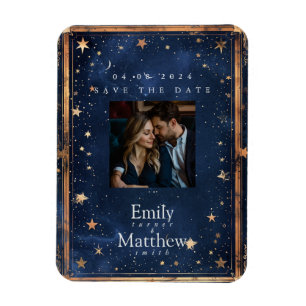 Starry Night Romance Wedding speichern das Datum Magnet