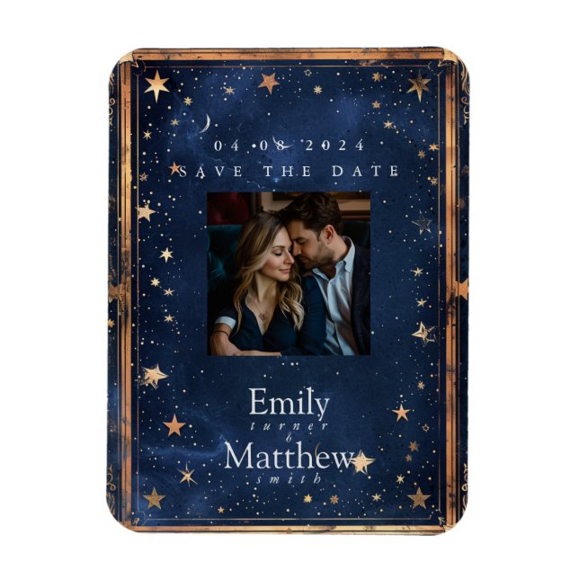 Starry Night Romance Wedding speichern das Datum Magnet (Vertikal)