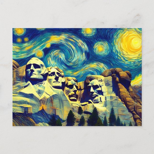 Starry Night Rushmore South Dakota Postkarte (Vorderseite)