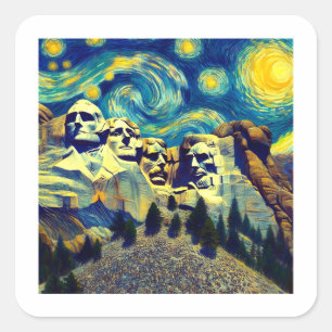 Starry Night Rushmore South Dakota Quadratischer Aufkleber