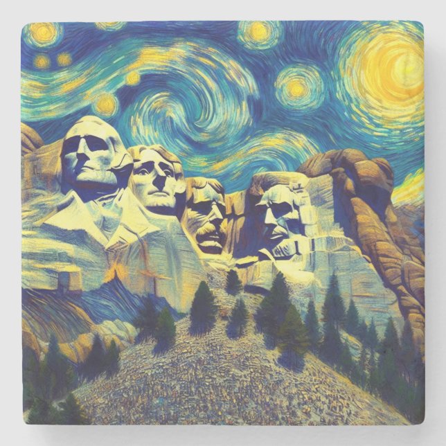 Starry Night Rushmore South Dakota Steinuntersetzer (Vorderseite)