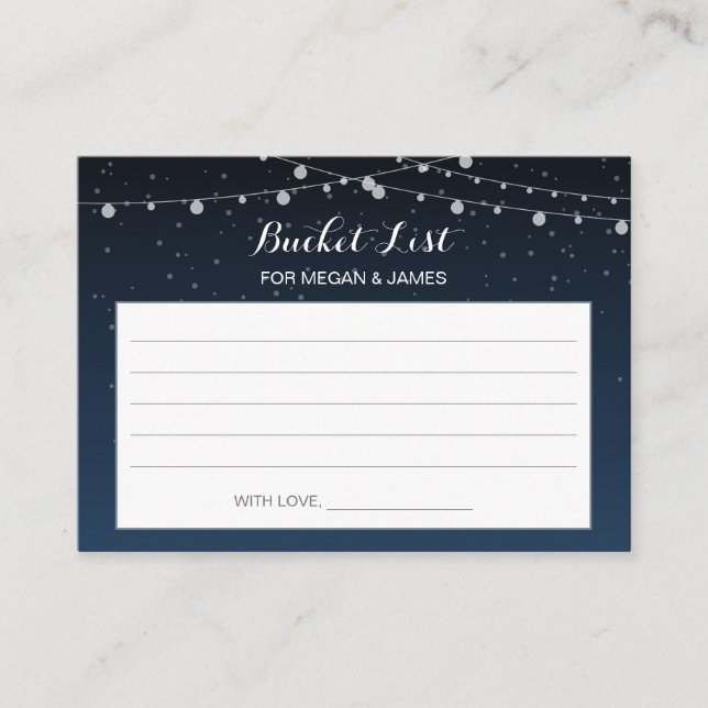 Starry Night Rustic Wedding Bucket List Ideen Kart Begleitkarte (Vorderseite)