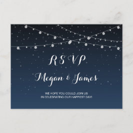 Starry Night Rustic Wedding Carte Postale RSVP
