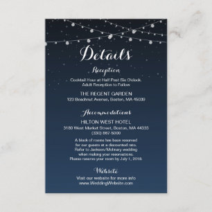 Starry Night Rustic Wedding Details Card Begleitkarte