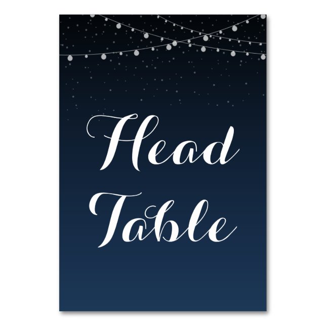 Starry Night Rustic Wedding Head Table Sign Tischnummer (Rückseite)