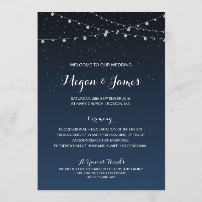 Starry Night Rustic Wedding Program Programm (Vorderseite)