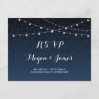 Starry Night Rustic Wedding RSVP Postcard