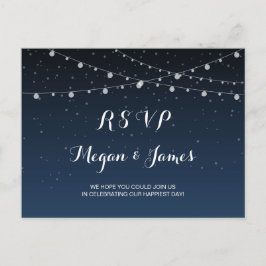 Starry Night Rustic Wedding RSVP Postcard Einladungspostkarte