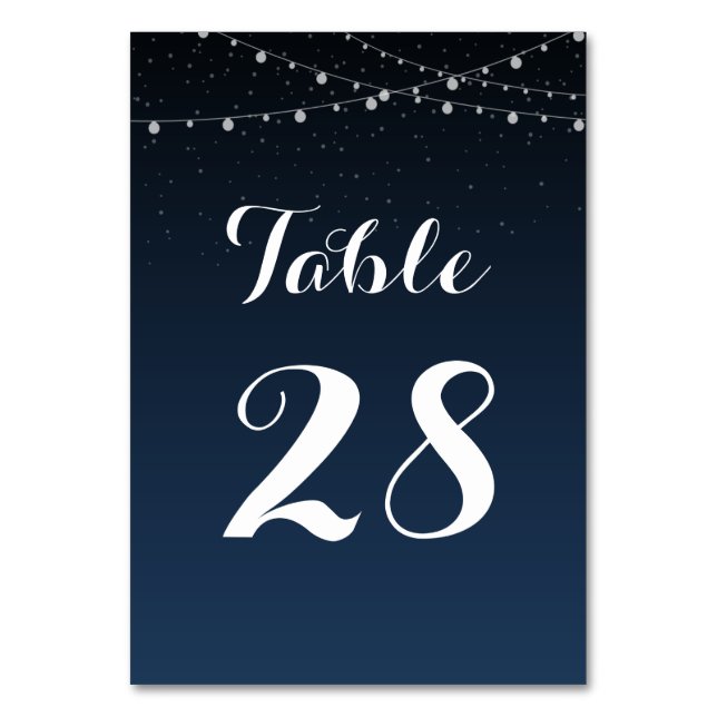 Starry Night Rustic Wedding Tischnummer Card (Rückseite)