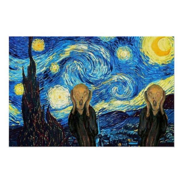 Starry Night Scream.Glossy Poster (Devant)