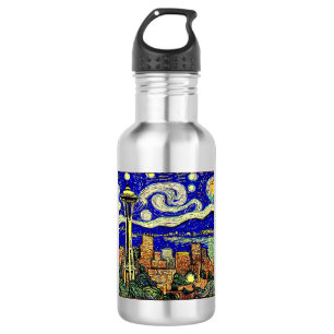 Starry Night Seattle Washington Edelstahlflasche