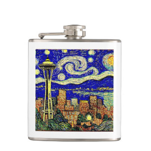 Starry Night Seattle Washington Flachmann