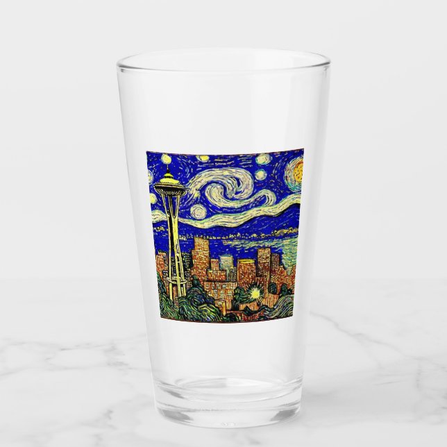 Starry Night Seattle Washington Glas (Vorderseite)