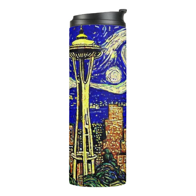 Starry Night Seattle Washington Thermosbecher (Nach links gedreht)