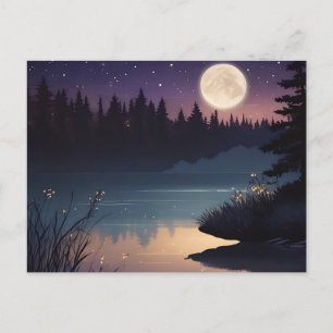 Starry Night Serenity Lakeside Glow Postkarte