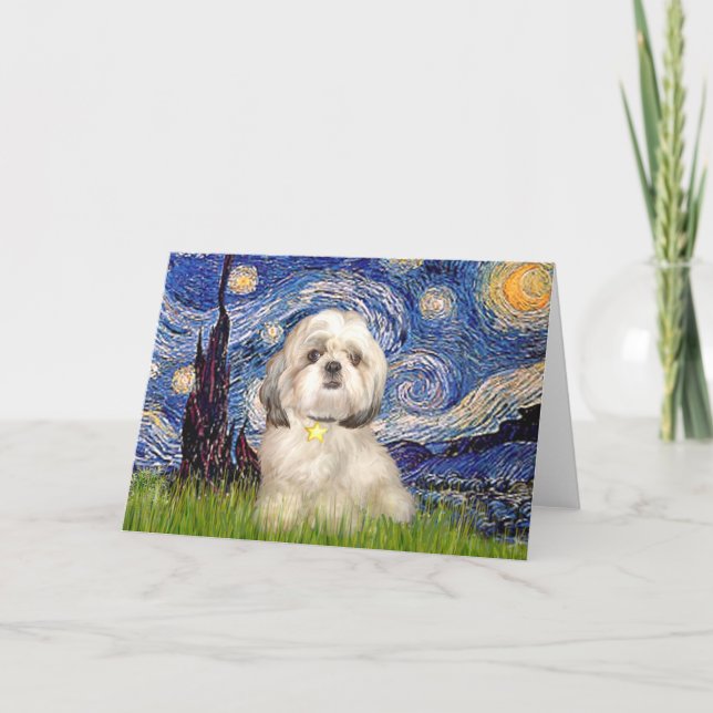 Starry Night - Shih Tzu (Y) Karte (Vorderseite)