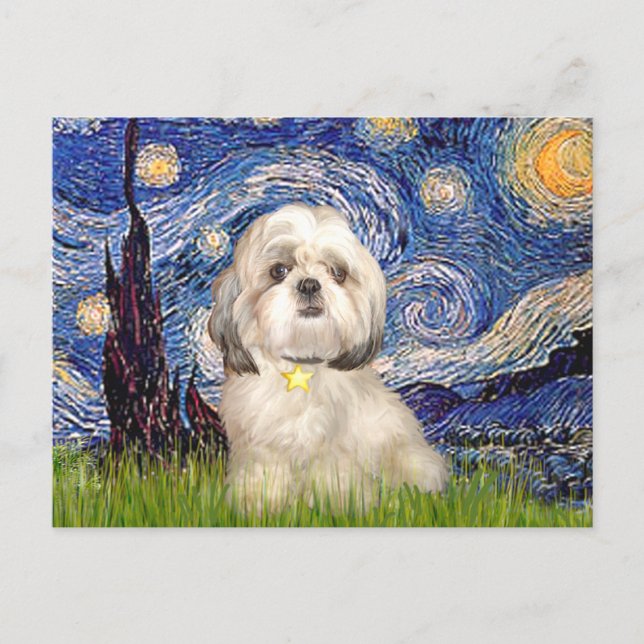 Starry Night - Shih Tzu (Y) Postkarte (Vorderseite)