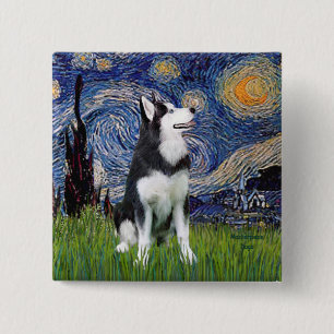 Starry Night - Sibirischer Husky #1 Button