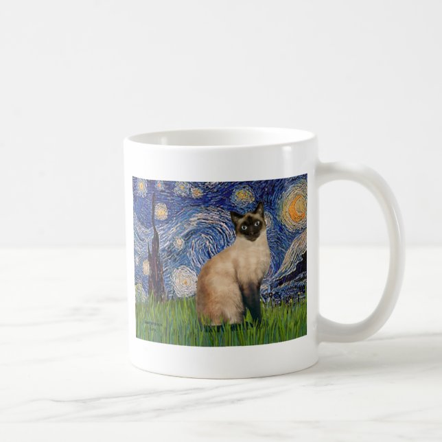 Starry Night - Siegel Point Siamese cat Kaffeetasse (Rechts)