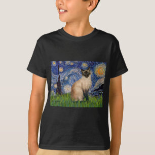 Starry Night - Siegel Point Siamese cat T-Shirt