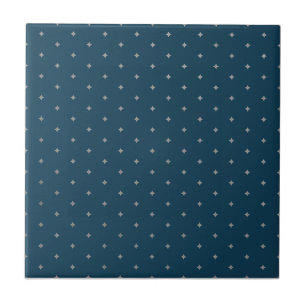 Starry Night Silver Stars Blau Fliese