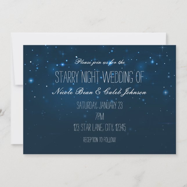 Starry Night Sky Blue Wedding Invitations (Devant)