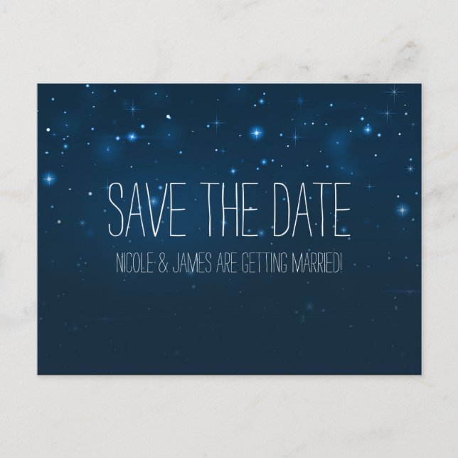 Starry Night Sky Celestial Save the Date Postcard Ankündigungspostkarte (Vorderseite)