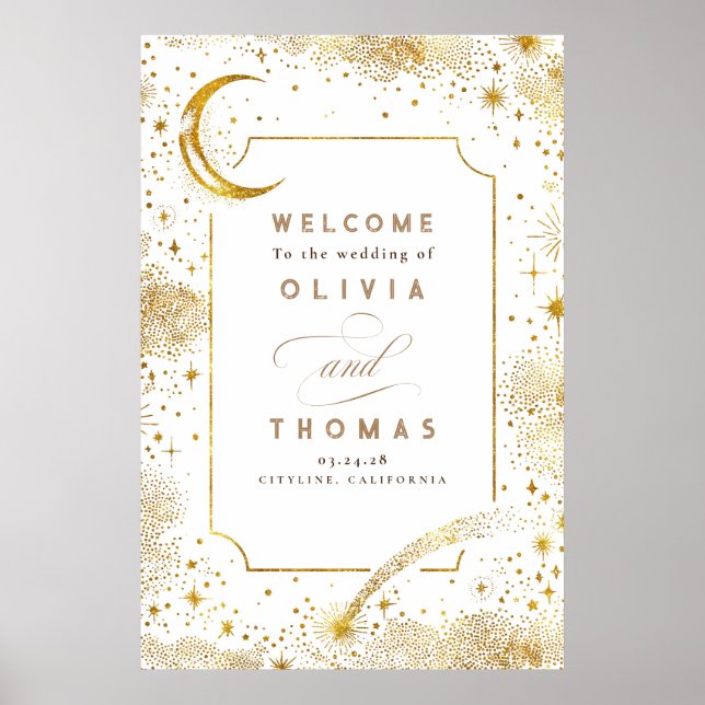 Starry Night Sky Celestial Wedding Welcome Sign Poster (Vorne)
