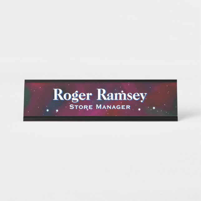 Starry Night Sky Desk Namplate Schreibtischnamensplakette (Vorderseite )