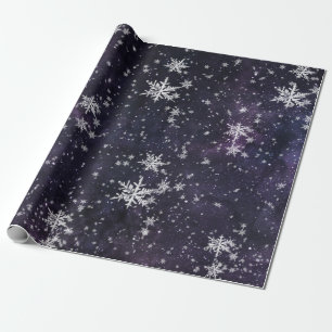 Starry Night Sky Fresh Fallen Snowflakes Geschenkpapier