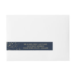Starry Night Sky Navy Blue und Gold Rundum-Adressaufkleber