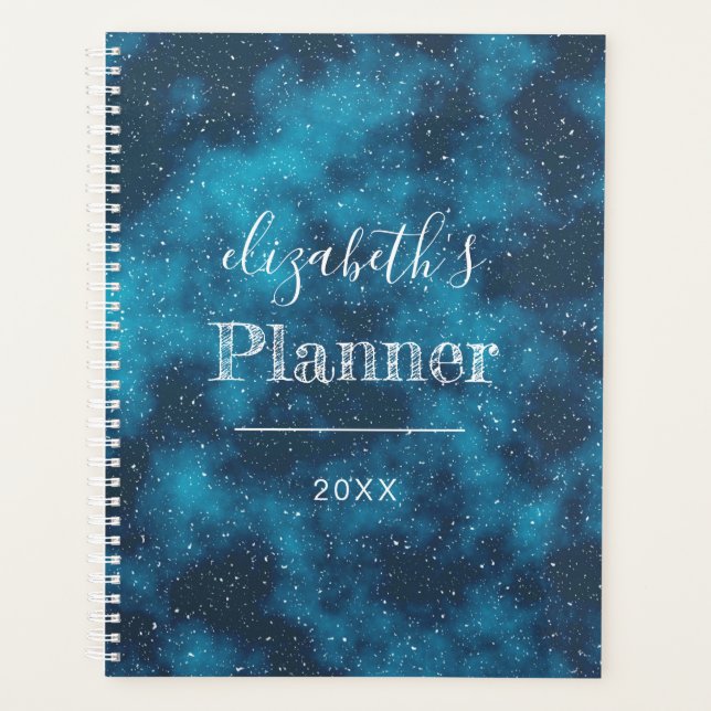 Starry Night Sky Personalisiert Blue 2024 Planer (Vorderseite)
