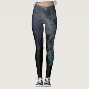 Starry Night Sky & Trees Leggings