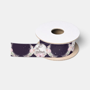 Starry Night Sky Triple Moon Lila Handfasts Satinband