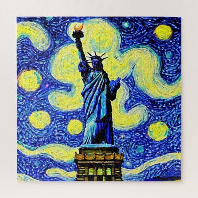 Starry Night Statue of Liberty New York (Vertikal)