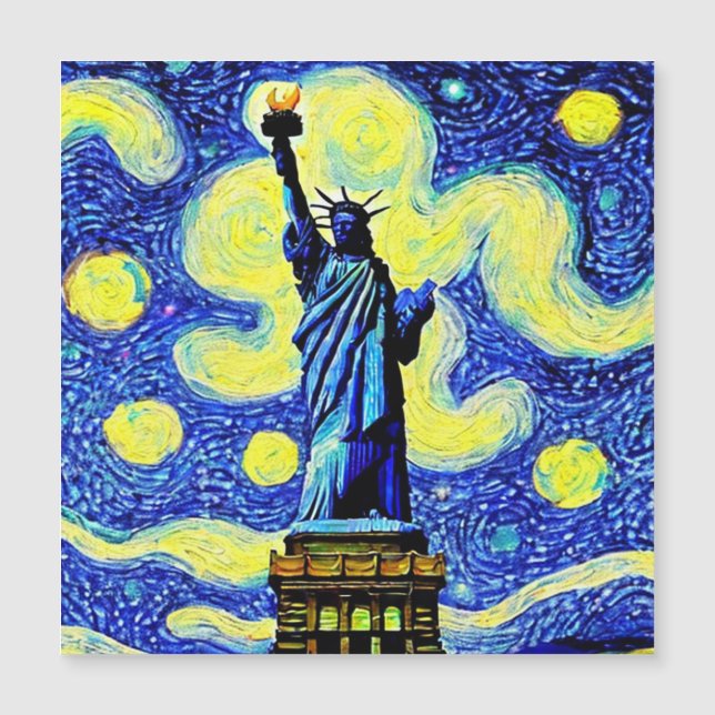 Starry Night Statue of Liberty New York Magnetkarte (Vorderseite)