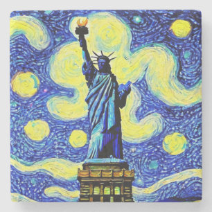 Starry Night Statue of Liberty New York Steinuntersetzer