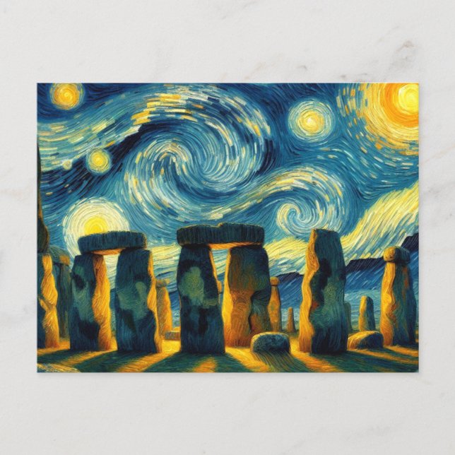 Starry Night Stonehenge Postkarte (Vorderseite)
