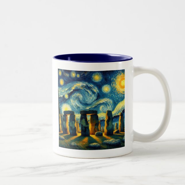 Starry Night Stonehenge Zweifarbige Tasse (Rechts)