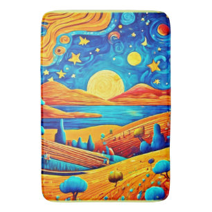 Starry Night Surrealismus Cartoon Art Badematte