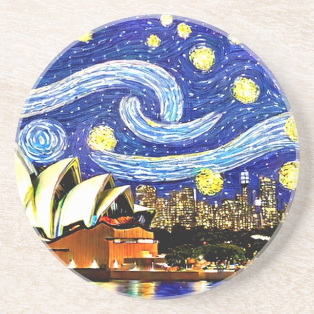 Starry Night Sydney Australia Opernhaus Getränkeuntersetzer (Vorne)