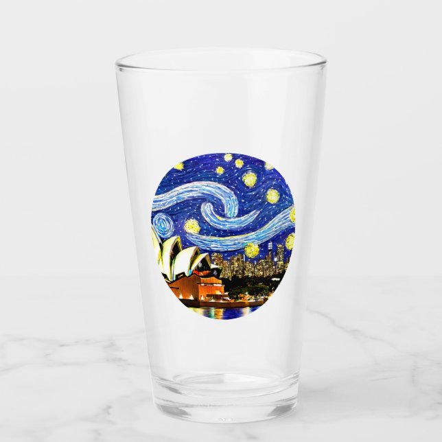 Starry Night Sydney Australia Opernhaus Glas (Vorderseite)