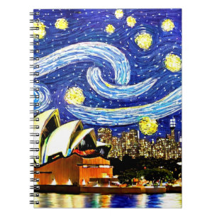 Starry Night Sydney Australia Opernhaus Notizblock