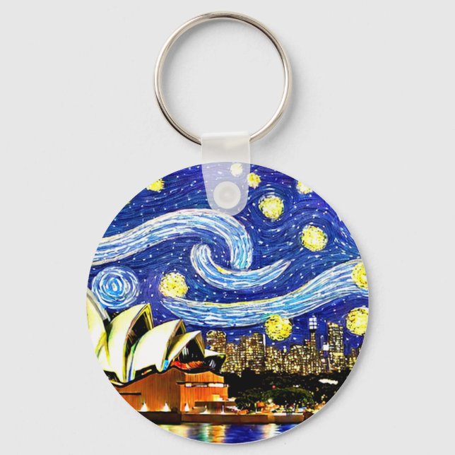 Starry Night Sydney Australia Opernhaus Schlüsselanhänger (Rückseite)