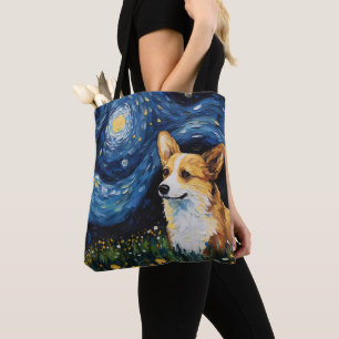 STARRY NIGHT THEMED PEMBROKE CORGI DOG TASCHE